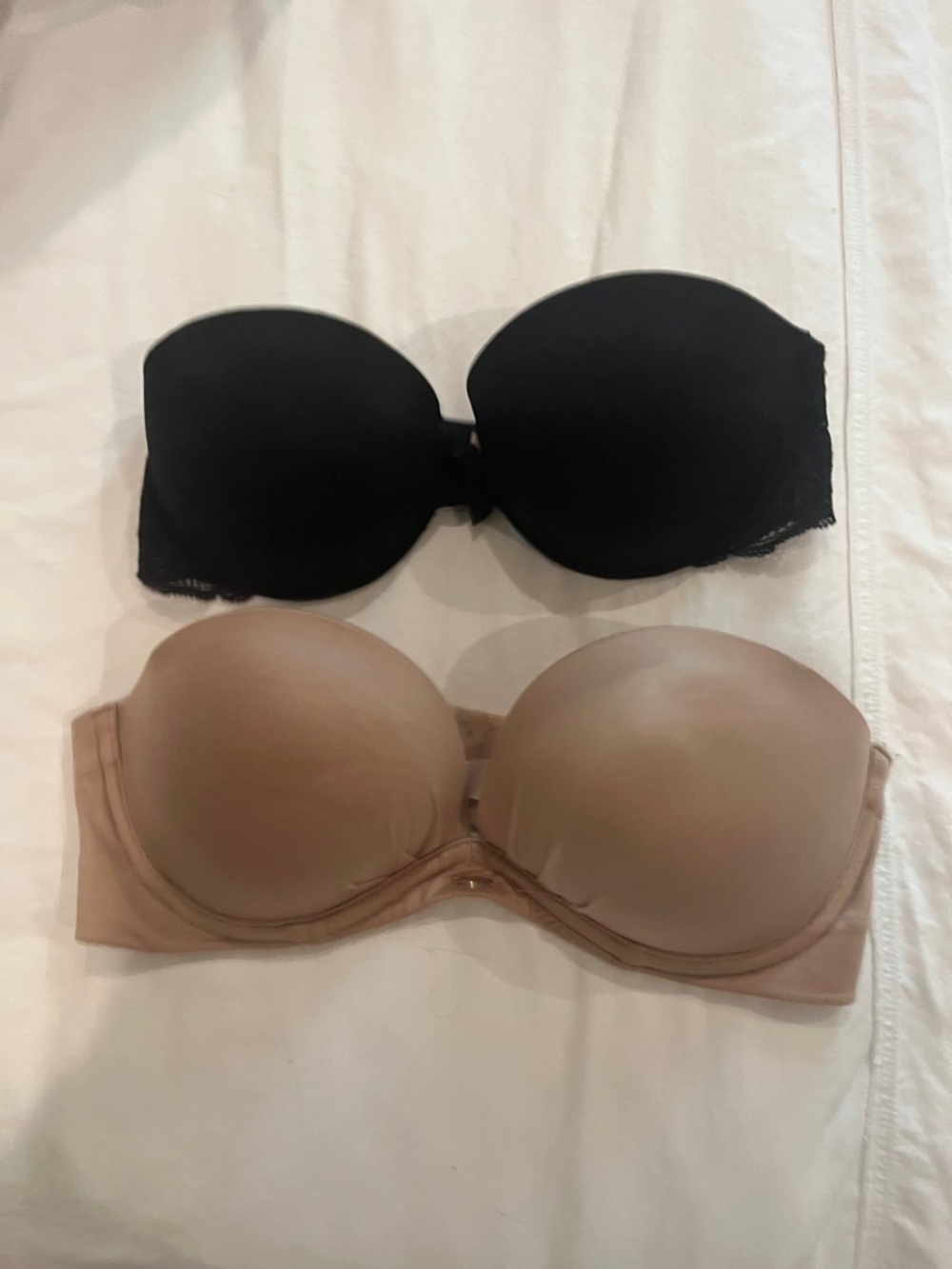 Victoria's Secret Strapless Bandeau Bras - Black & Nude